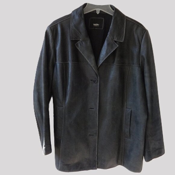Mossimo vintage 90's women's grey distressed leather jacket size XXL, button up - Picture 1 of 15